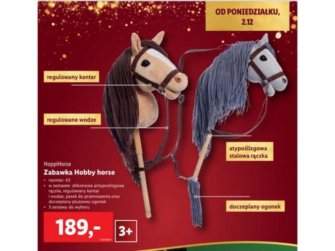 Lidl, zabawka hobby horse, 189 zł