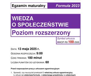 Matura 2025: WOS rozszerzony. Arkusze CKE i odpowiedzi do pobrania. Nowa formuła [FORMUŁA 2023]