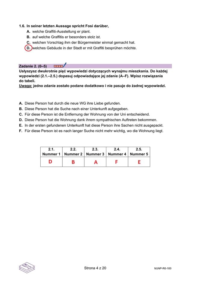 Matura 2025 niemiecki rozszerzony - odpowiedzi do arkusza CKE 13.05.2025 - Formuła 2023