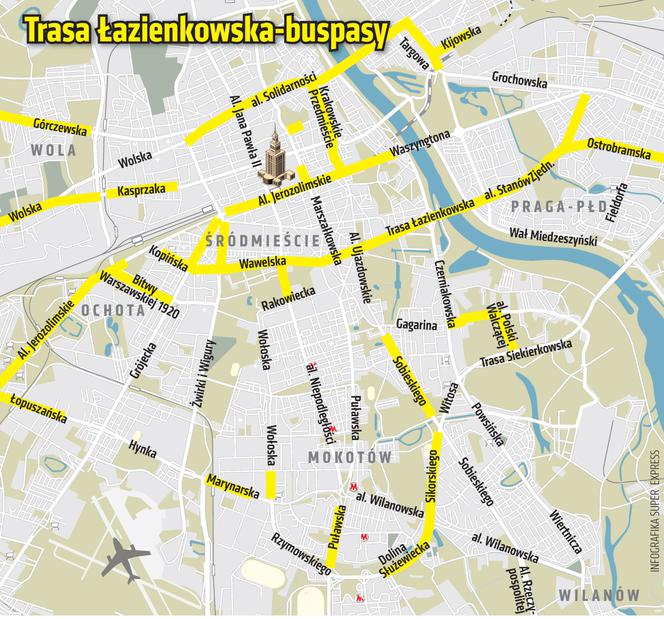 Przebudowa trasy Łazienkowskiej - buspasy