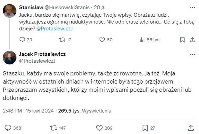 Jacek Protasiewicz przyznaje się do winy