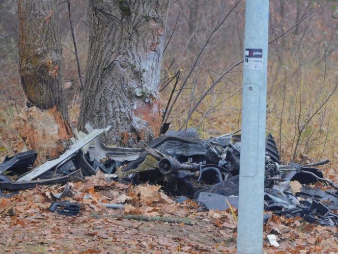 Po uderzeniu w drzewo, z auta wypadł silnik. Kierowca nie miał szans. Zginął na miejscu