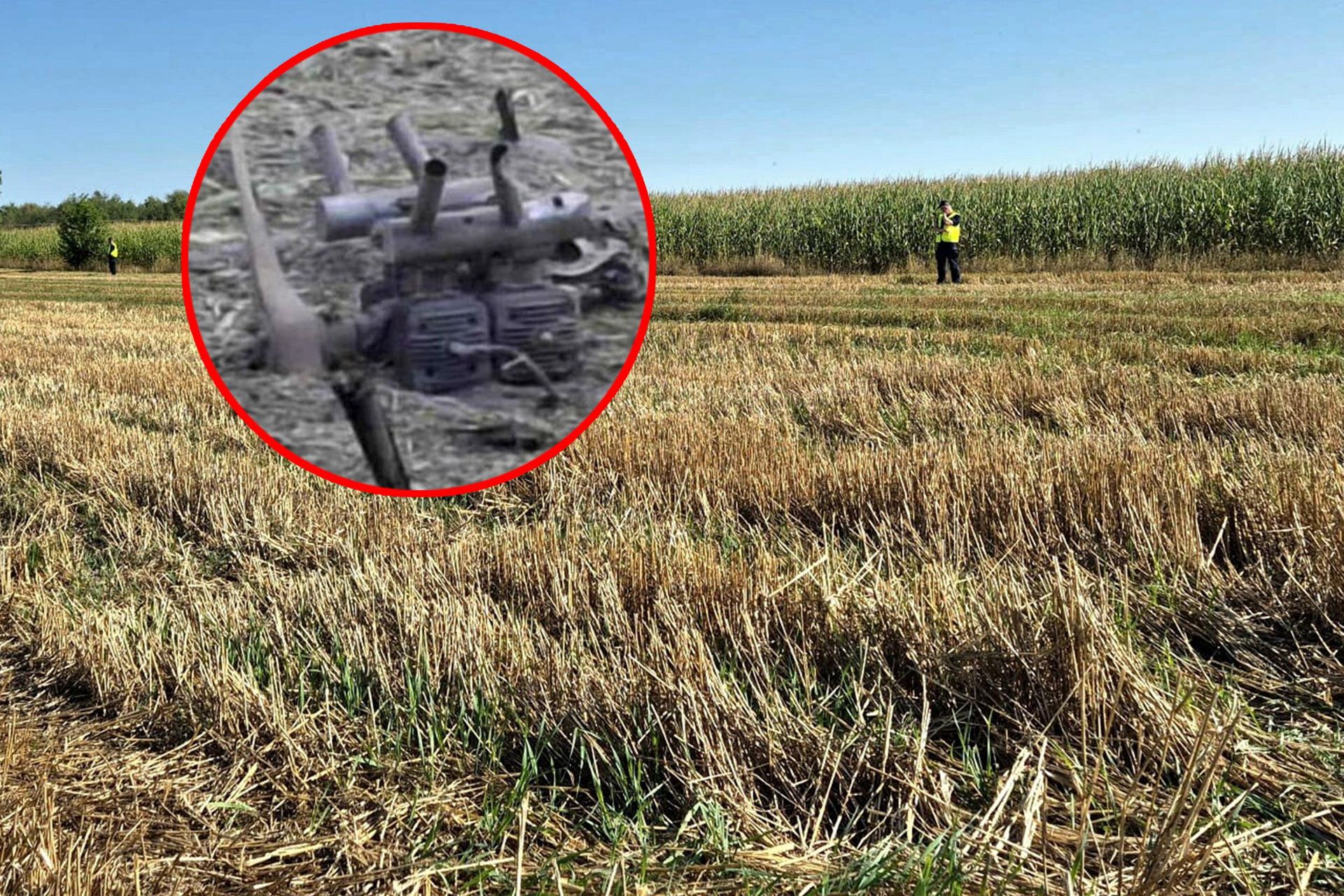 Dron rozbił się w polu kukurydzy. Fala uderzeniowa wybiła szyby w oknach domów!