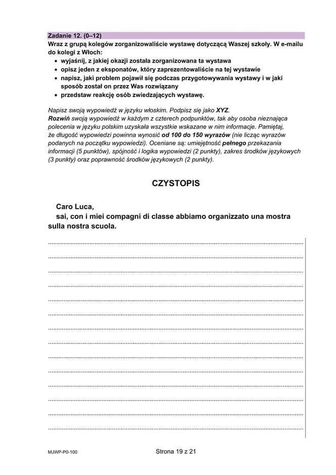 Matura 2025: włoski 7.05.2025. Arkusze CKE i odpowiedzi. Poziom podstawowy [Formuła 2023]	