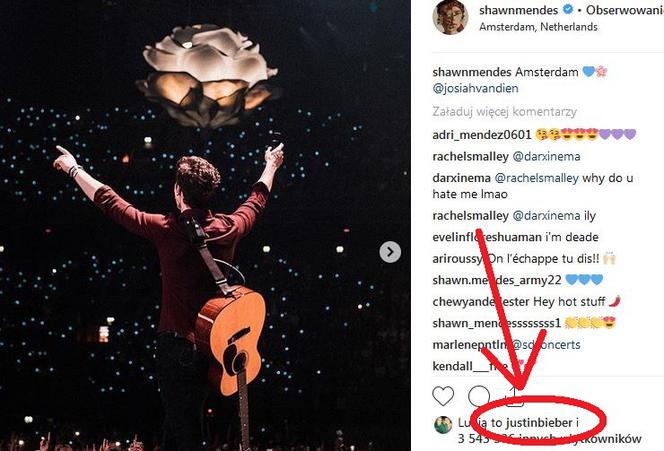 Justin Bieber lubi zdjęcie Shawna Mendesa