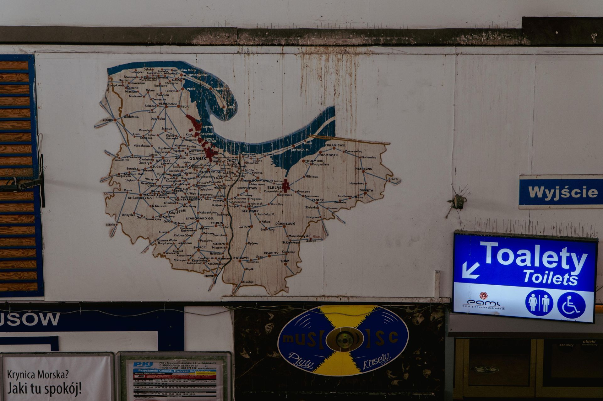 Dworzec PKS w Gdańsku. Oryginalna mapa