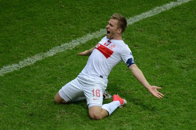 Jakub Błaszczykowski. Kuba Błaszczykowski po strzeleniu gola w meczu Polska-Rosja