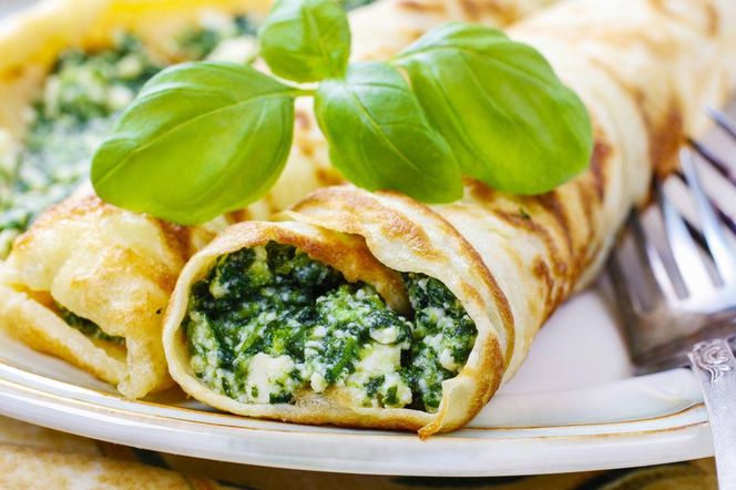 naleśniki ze szpinakiem i tofu