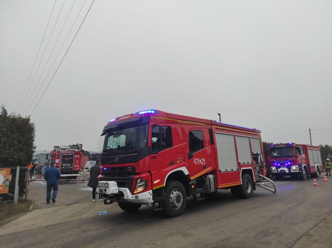 Kilkanaście wozów strażackich gasiło pożar miejscowości Kalinowy Dół 