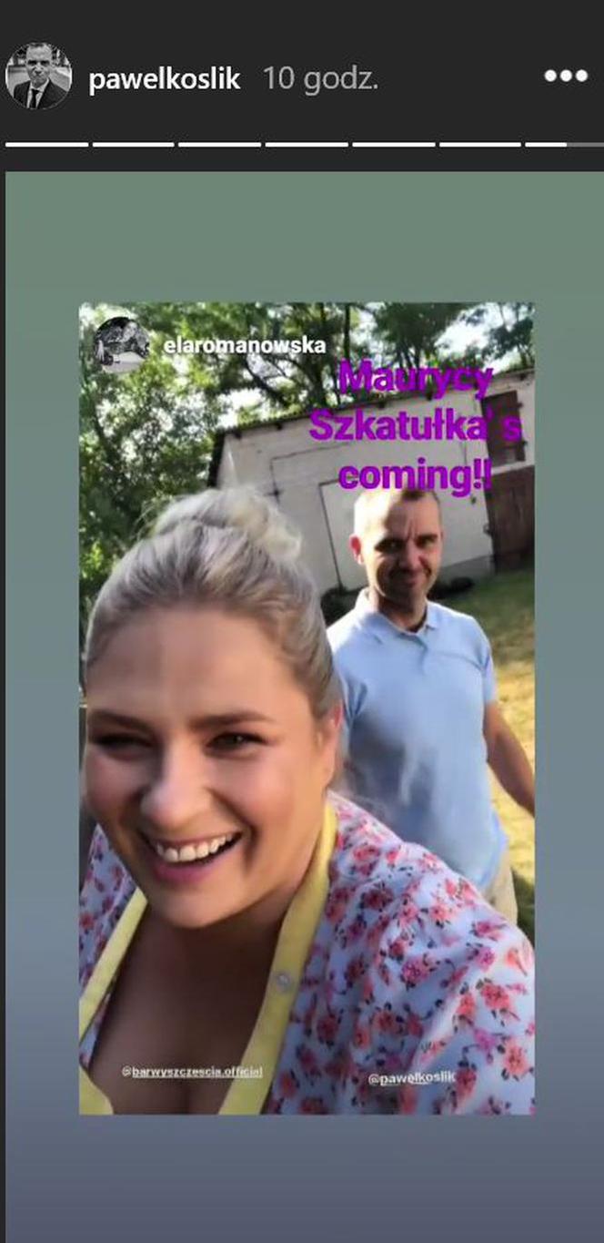 Barwy szczęścia po wakacjach 2019. Maurycy Szkatułka (Paweł Koślik), Aldona (Elżbieta Romanowska)