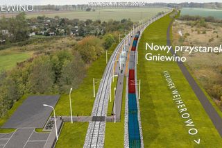 Wizualizacja modernizacji linii kolejowej 230 i budowy jej nowej części do elektrowni jądrowej w gminie Choczewo