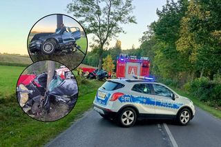 Młody kierowca zginął w zmiażdżonym aucie. BMW owinęło się wokół drzewa