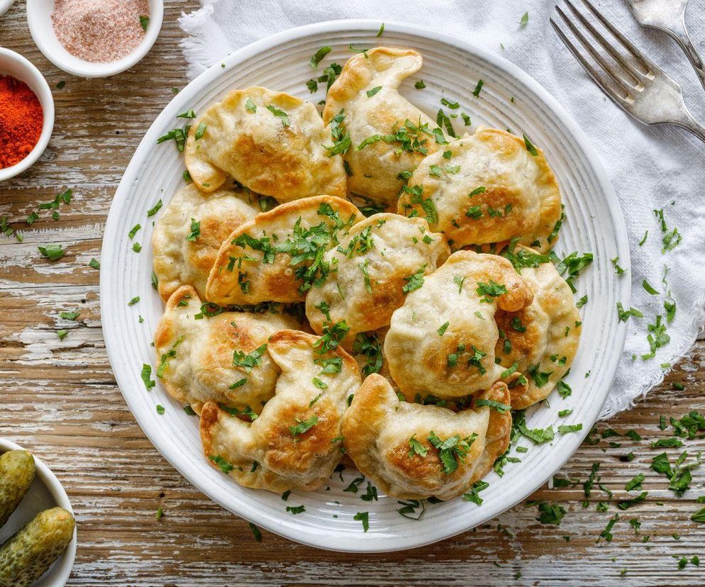 pierogi z soczewicą i pieczarkami