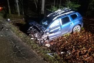 Czołowe zderzenie fiata z dacią pod Tarnowem. Oba auta skończyły w rowach melioracyjnych
