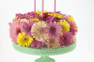 Patera na ciasto jako miejsce na dekoracje z kwiatów