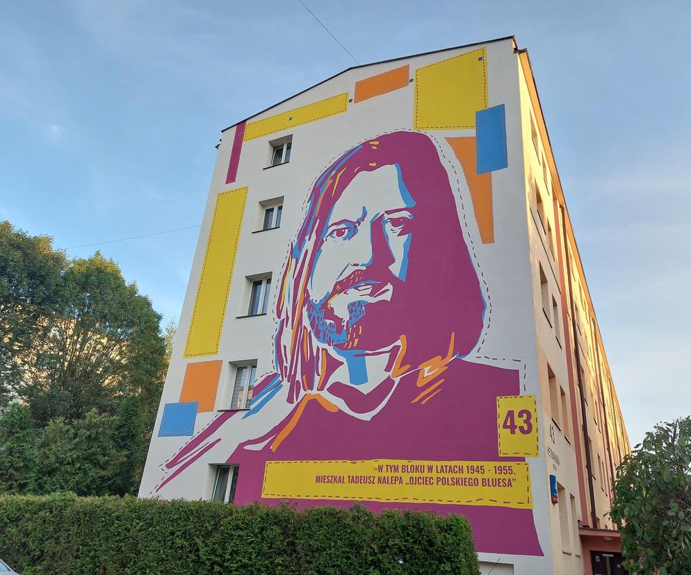 Mural z Nalepą w Rzeszowie. W tym bloku mieszkał ojciec polskiego bluesa