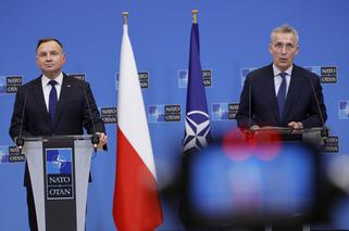 Sekretarz generalny NATO Jens Stoltenberg i Prezydent RP Andrzej Duda na wspólnej konferencji w Brukseli 