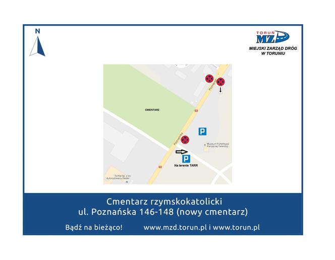 Zmiana organizacji ruchu przy cmentarzach w Toruniu. Mapy obowiązują w okresie Wszystkich Świętych