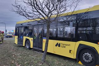  Dramatyczny wypadek autobusów w Katowicach! Kierowca wypadł przez okno.