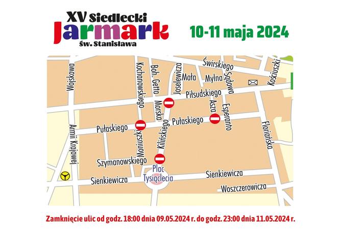 Jarmark św. Stanisława utrudnienia mapka