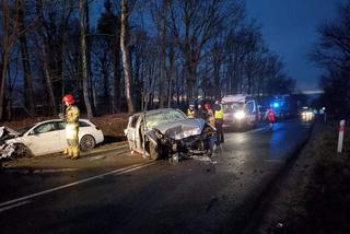 Dwa samochody zderzyły się czołowo pod Żarami. Są ranni [ZDJĘCIA]