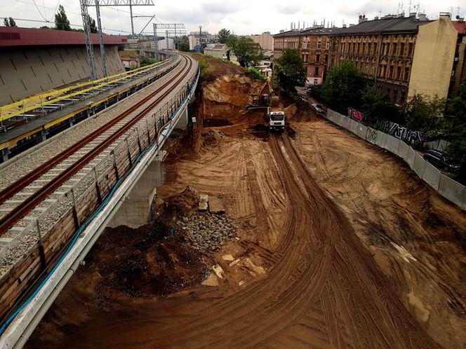 Koniec kolejowego nasypu w centrum Krakowa