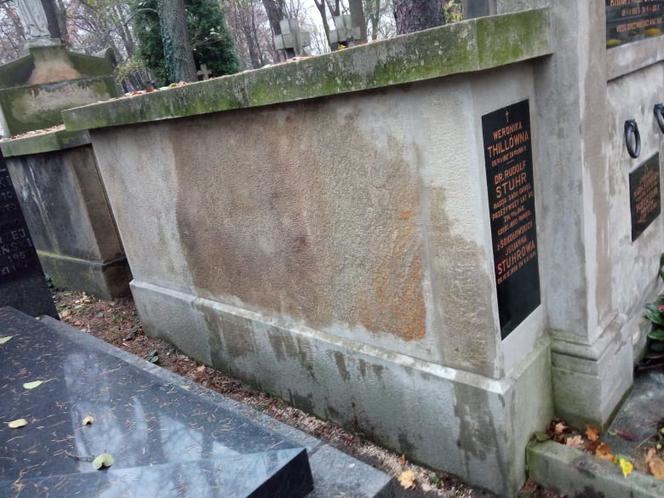 Wyczyszczony grób rodziny Stuhrów