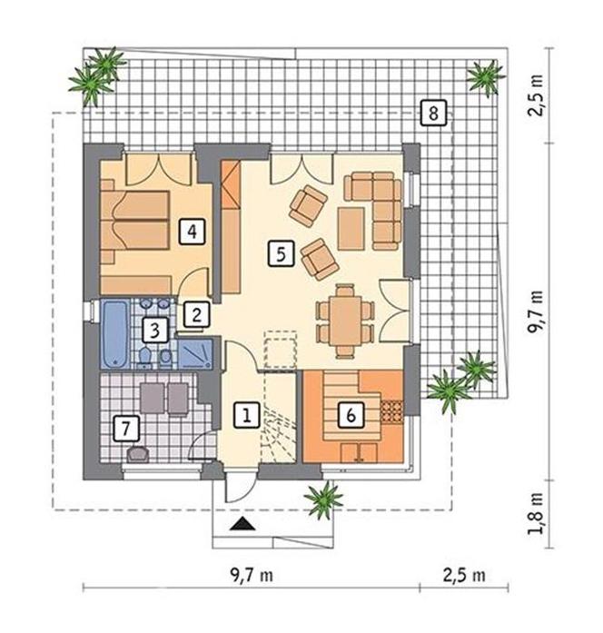 C444 Czterolistna koniczyna - plan parteru