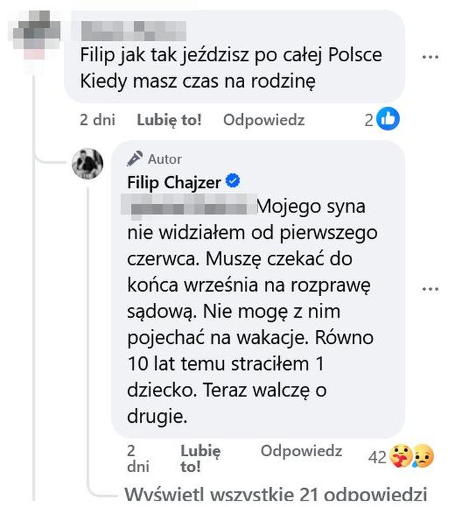 Filip Chajzer o kontaktach z synem