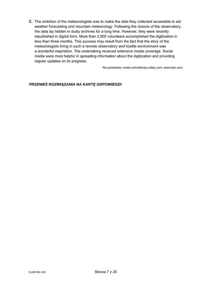 Matura 2025: angielski rozszerzony 8.05.2025. Arkusze CKE, poziom rozszerzony [Formuła 2015]