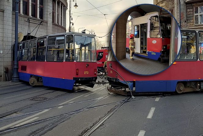 Bydgoszcz. Tramwaj wykoleił się i uderzył w budynek. Ogromne utrudnienia w ruchu [ZDJĘCIA]. 