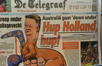 Okładka De Telegraaf na mecz Holandia - Australia