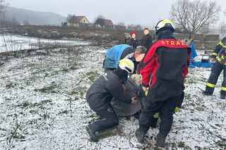 Tafla lodu zarwała się pod psami! Na ratunke ruszyli strażacy [ZDJĘCIA]