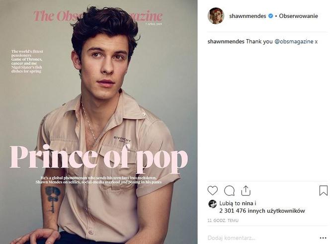Shawn Mendes na okładce Observer Magazine