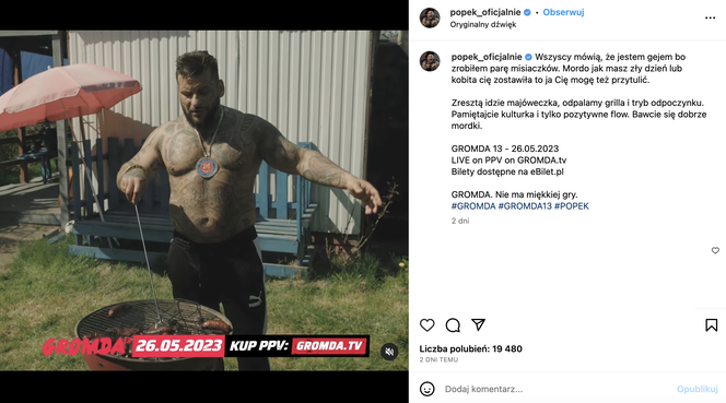 Popek na Instagramie