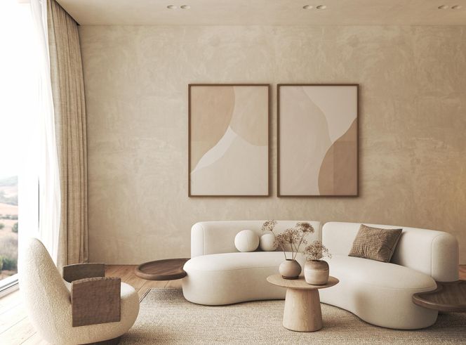 Salon w stylu japandi 