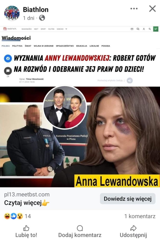 Pobita Anna Lewandowska - oszustwo