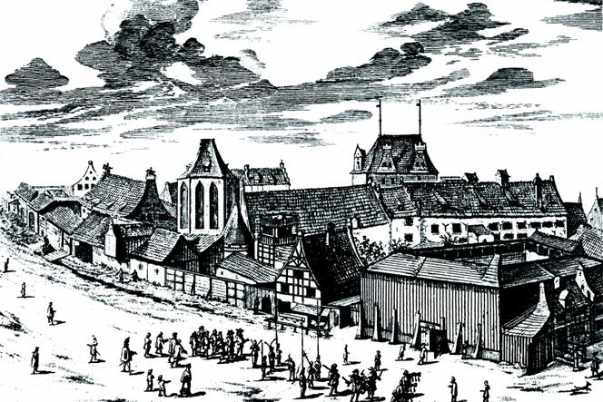 Szkoła Fechtunku ok. 1660 r. Rycina Petera Willera