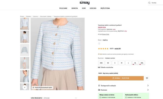 Marynarki i żakiety Sinsay