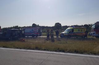 Wypadek na S7. Ciężko ranna osoba została zabrana śmigłowcem LPR do szpitala w Olsztynie [ZDJĘCIA]
