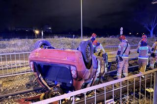 Dachowanie na torach tramwajowych w Warszawie