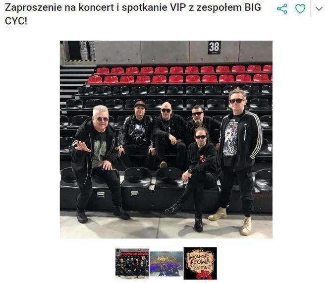 Zaproszenie na koncert i spotkanie VIP z zespołem BIG CYC