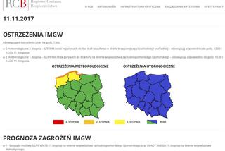 ostrzeżenie orkan Rządowe Centrum Bezpieczeństwa