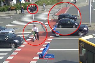 Kamikadze na hulajnodze otarł się o śmierć. Samochód zmiótł go z pasów! Przerażające nagranie