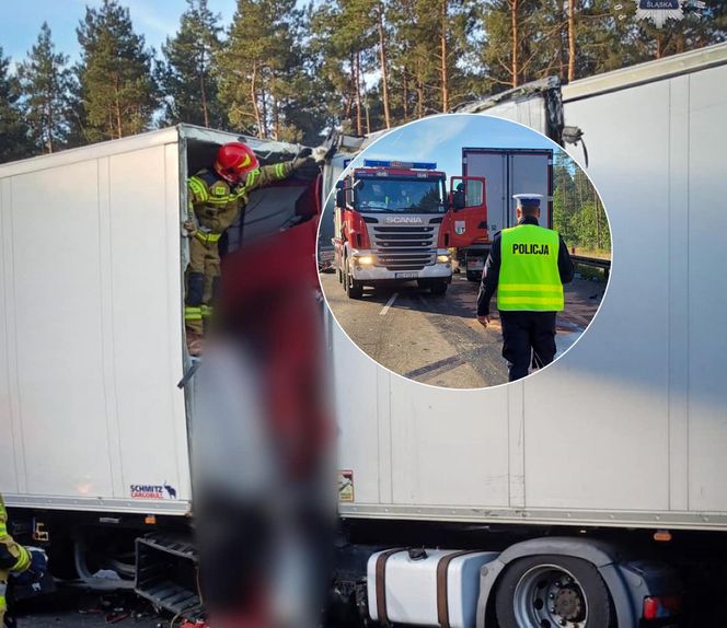 Zderzenie ciężarówek na S1. Trasa w kierunku Tychów jest całkowicie zablokowana