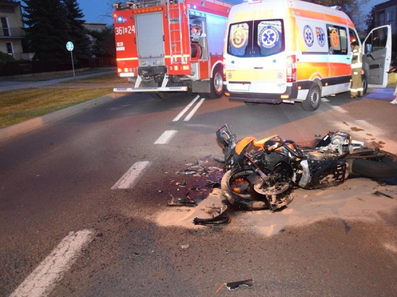 Wypadek w Tarnowie. Motocyklista w szpitalu po zderzeniu z