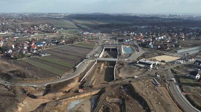 Budowa północnej obwodnicy Krakowa - zdjęcia styczeń 2024