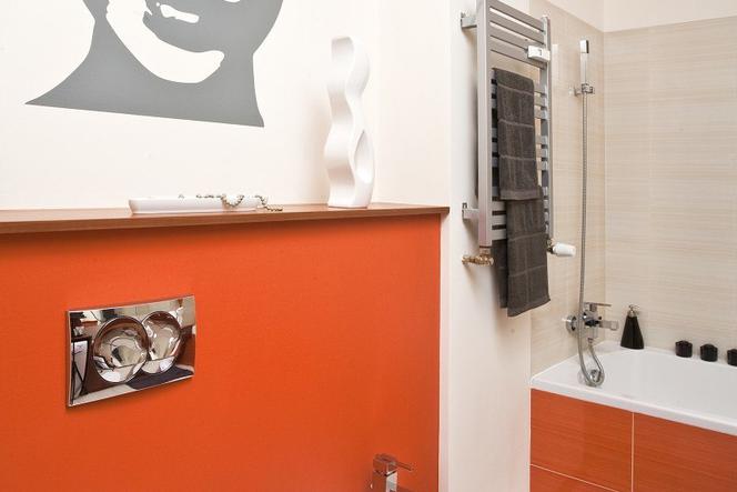 Projekt łazienki. Energetyczna łazienka z kolorem pomarańczowym