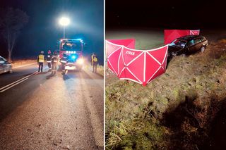 Śmiertelny wypadek na DK 74! Mężczyzna wypadł z pojazdu, jego towarzyszka również nie przeżyła. Tragedia pod Wieluniem