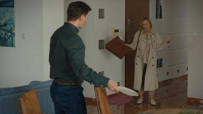 Barwy szczęścia, odcinek 3168. Tomasz (Jakub Sokołowski), Wanda (Maja Barełkowska)